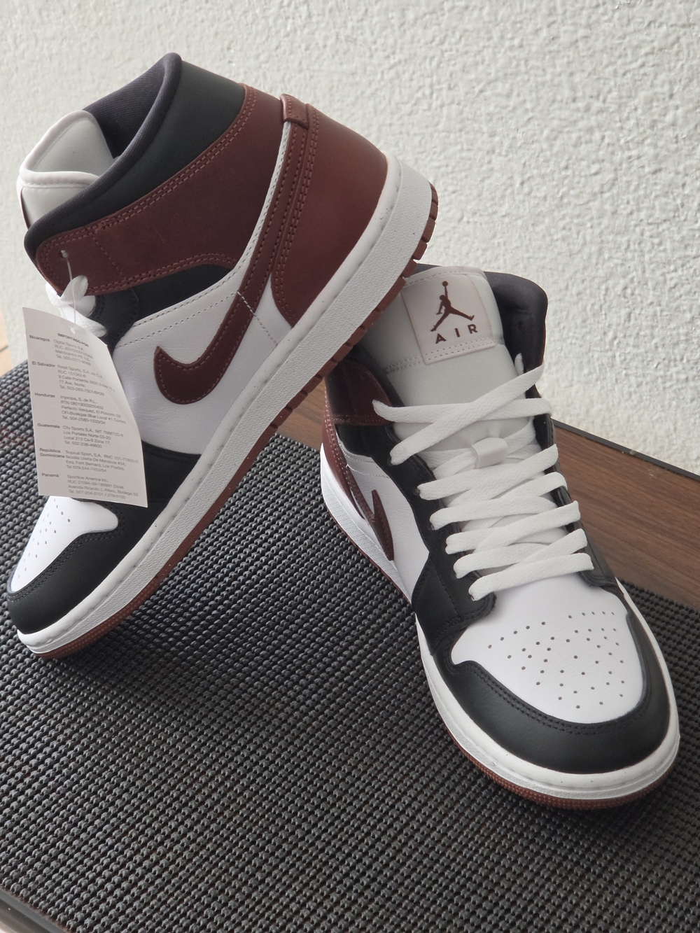 Brand New AJ1-Mid Sneakersin White/Black/Maroon - Picture 2 of 8